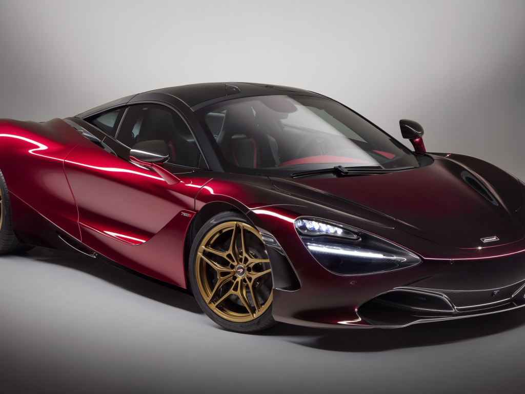 Бордовый автомобиль McLaren 720S, 2018