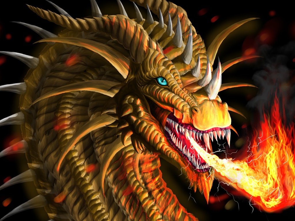 Fire-breathing dragon, fantasy