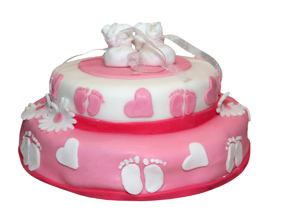 Красивый праздничный торт для девочки на белом фоне