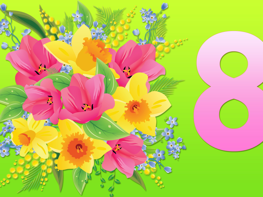 Открытка на 8 марта с красивым букетом