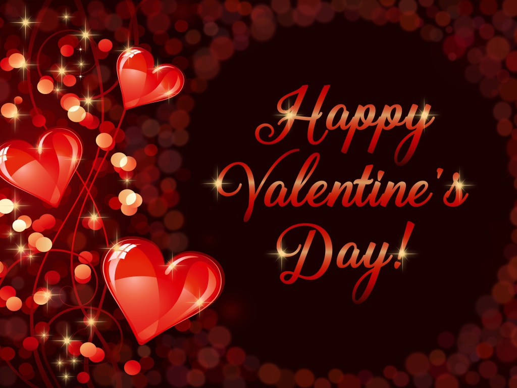 Красивые красные сердечки с надписью День Святого Валентина