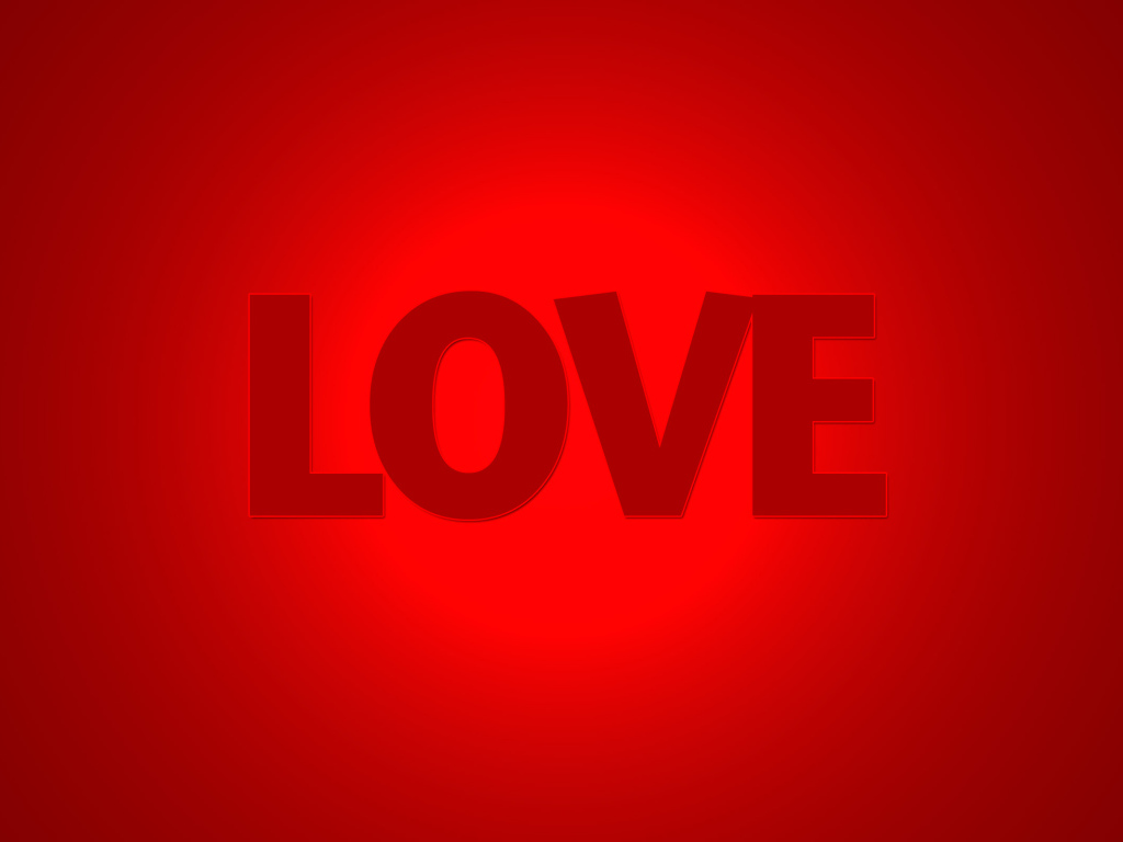 Надпись Любовь на красном фоне