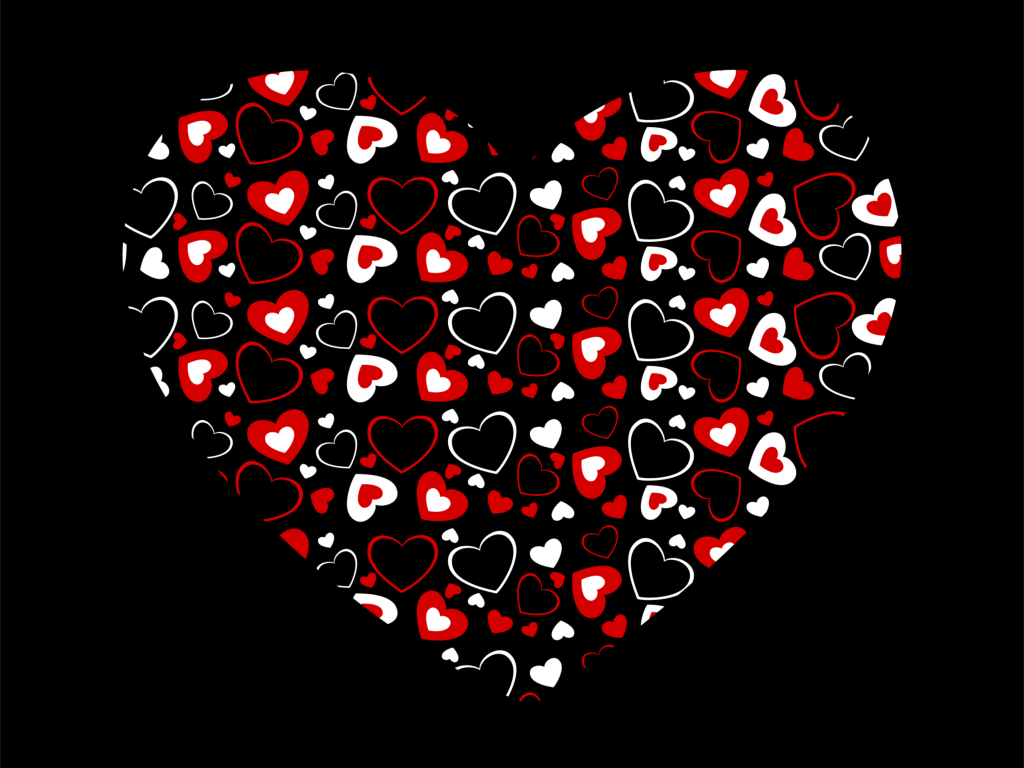 Разноцветное сердце на черном фоне