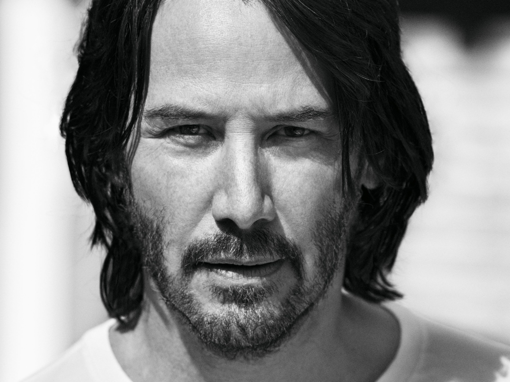 Популярный актер Киану Ривз черно-белое фото