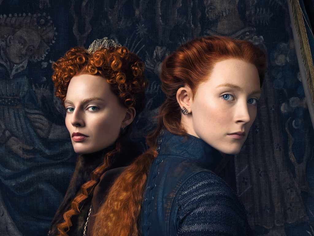 Актрисы Марго Робби и Сирша Ронан в фильме Две королевы, 2018