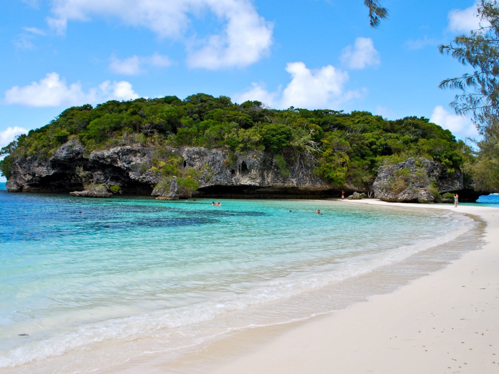 Покрытая зеленью сказала около пляжа на морском берегу 
