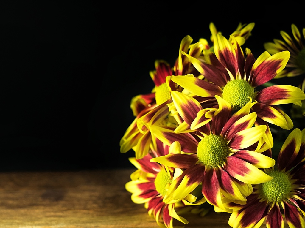 Букет газании на деревянном столе