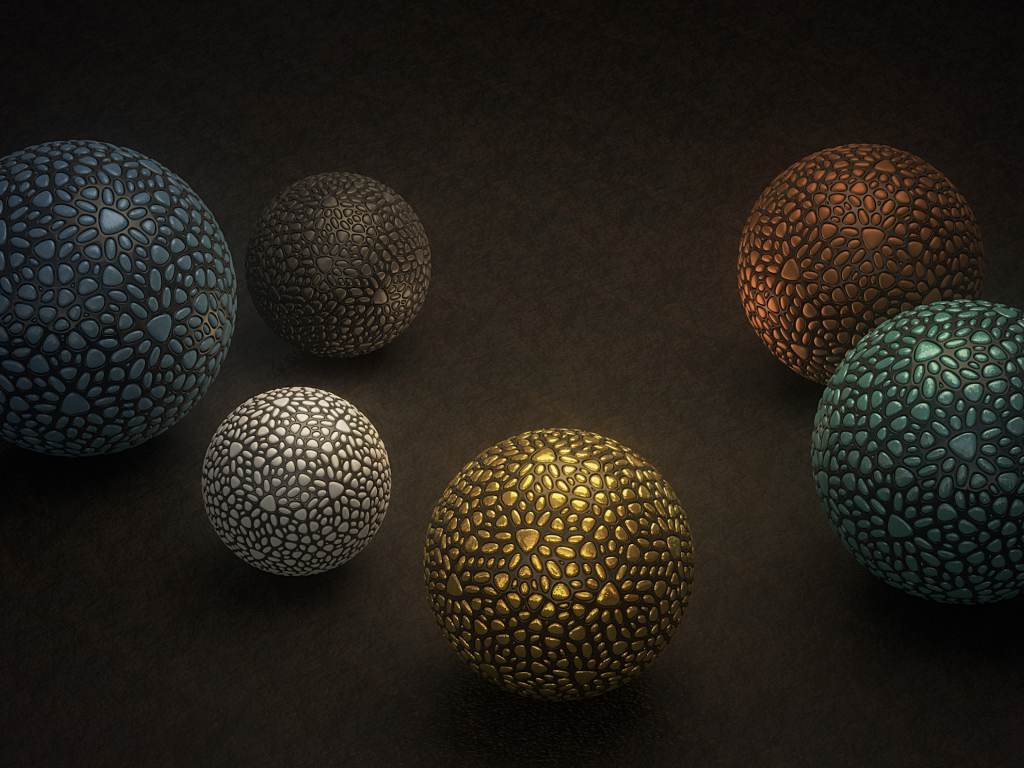 Разноцветные шары 3д графика на сером фоне