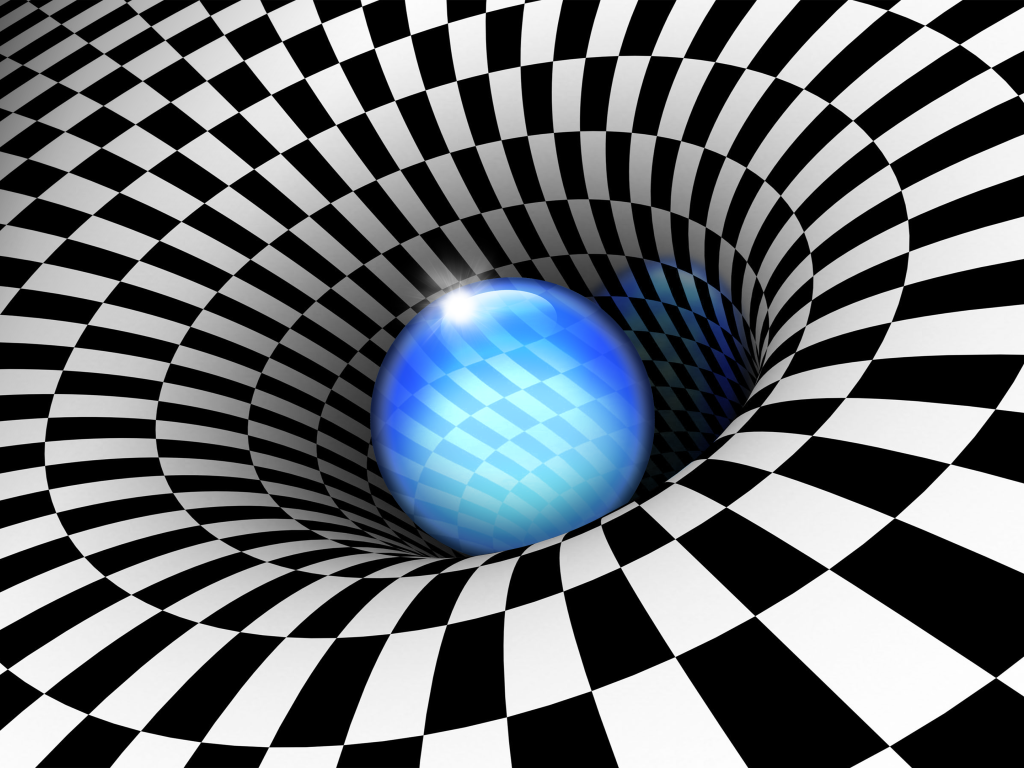 Черно - белая воронка с неоновым шаром