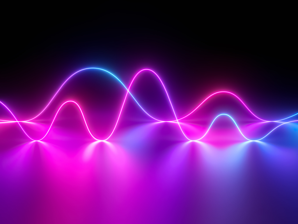 Неоновые волны на сиреневом фоне