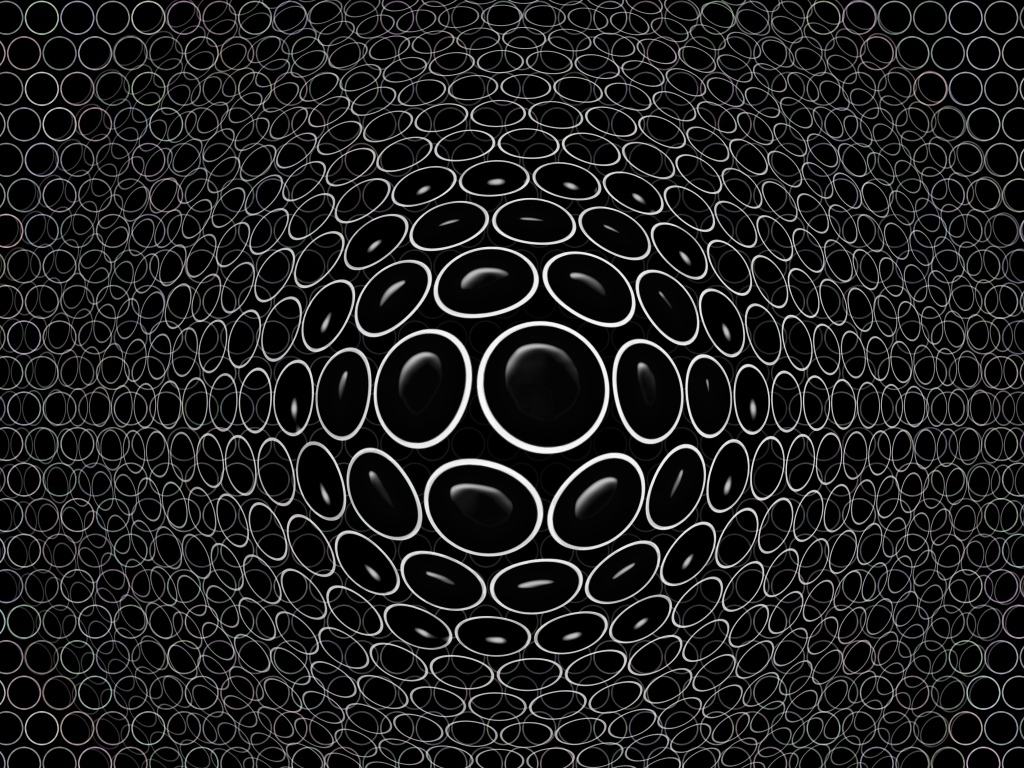 Белые круги на черном фоне 3д графика