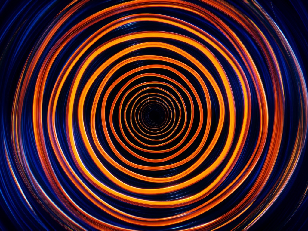 Оранжевая с голубым спираль 3д графика