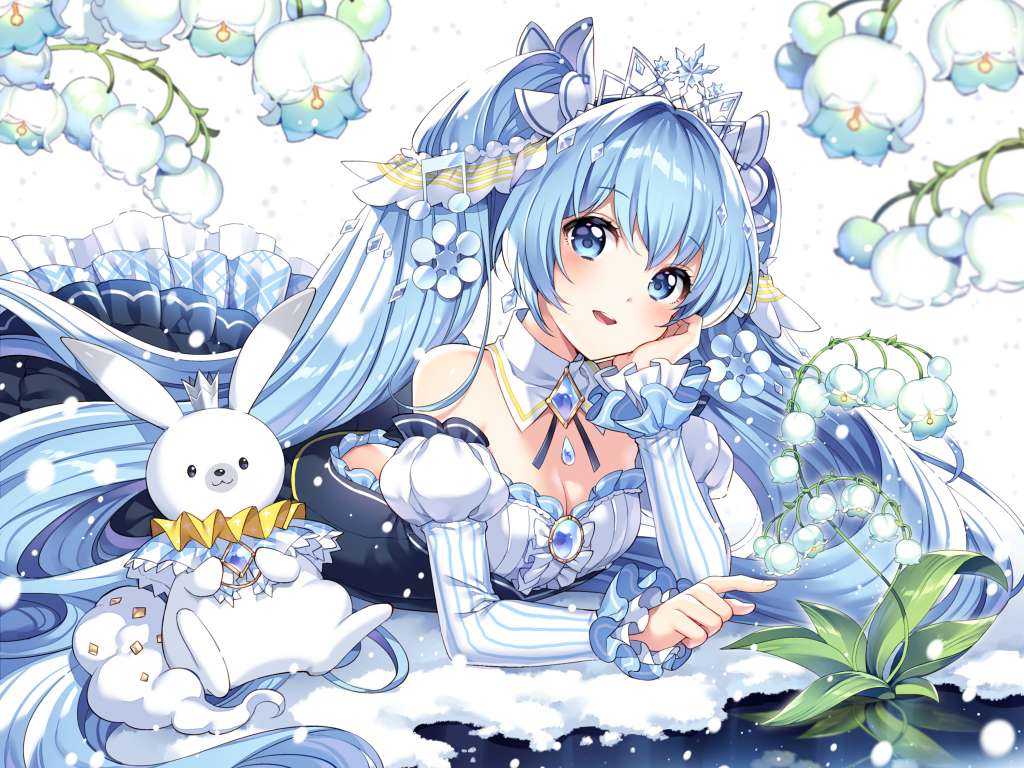 Девушка с голубыми волосами Мику Хацунэ аниме Вокалоид