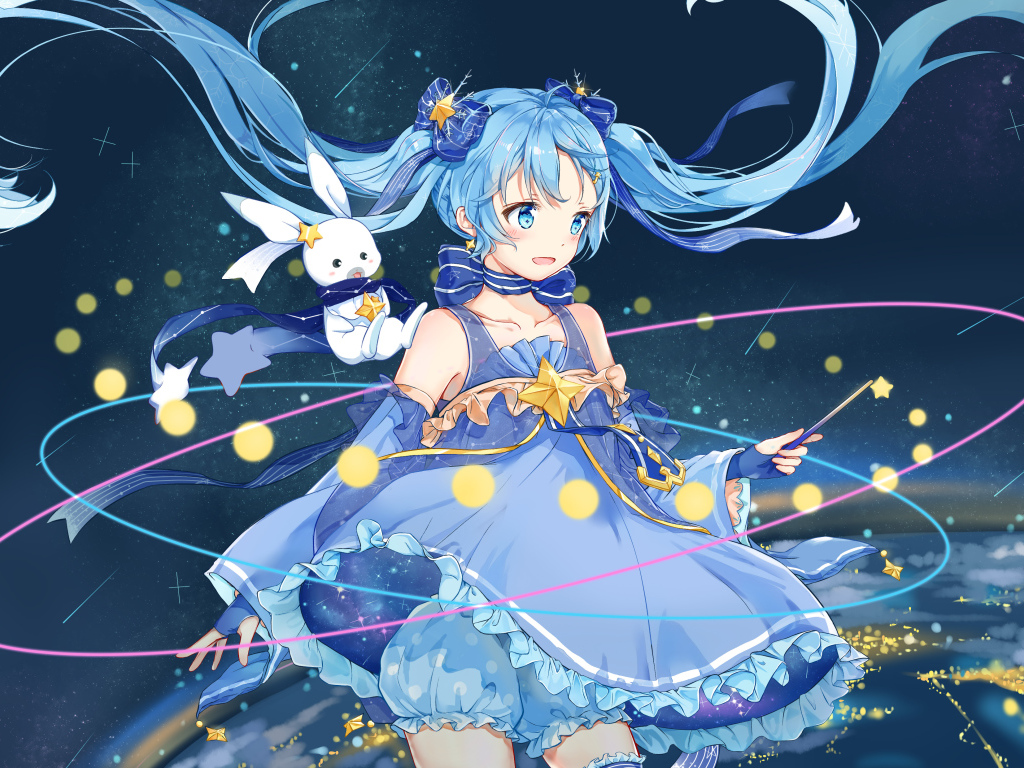Девушка Yuki Miku аниме Вокалоид