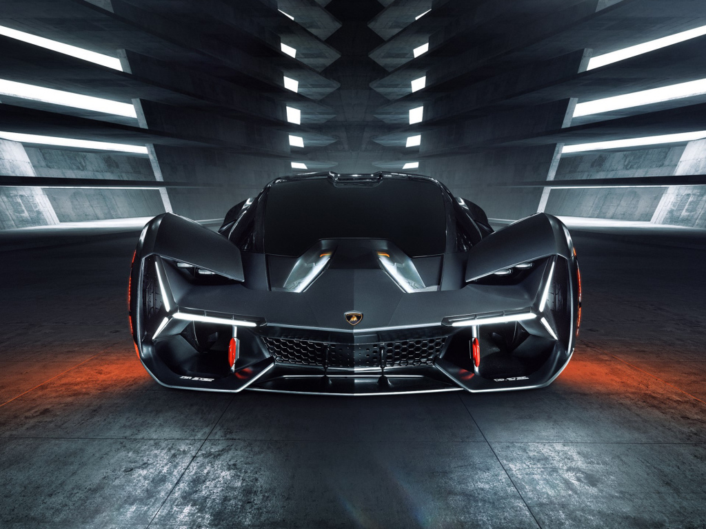 Дорогой спортивный автомобиль Lamborghini Terzo Millennio 2019 года вид спереди