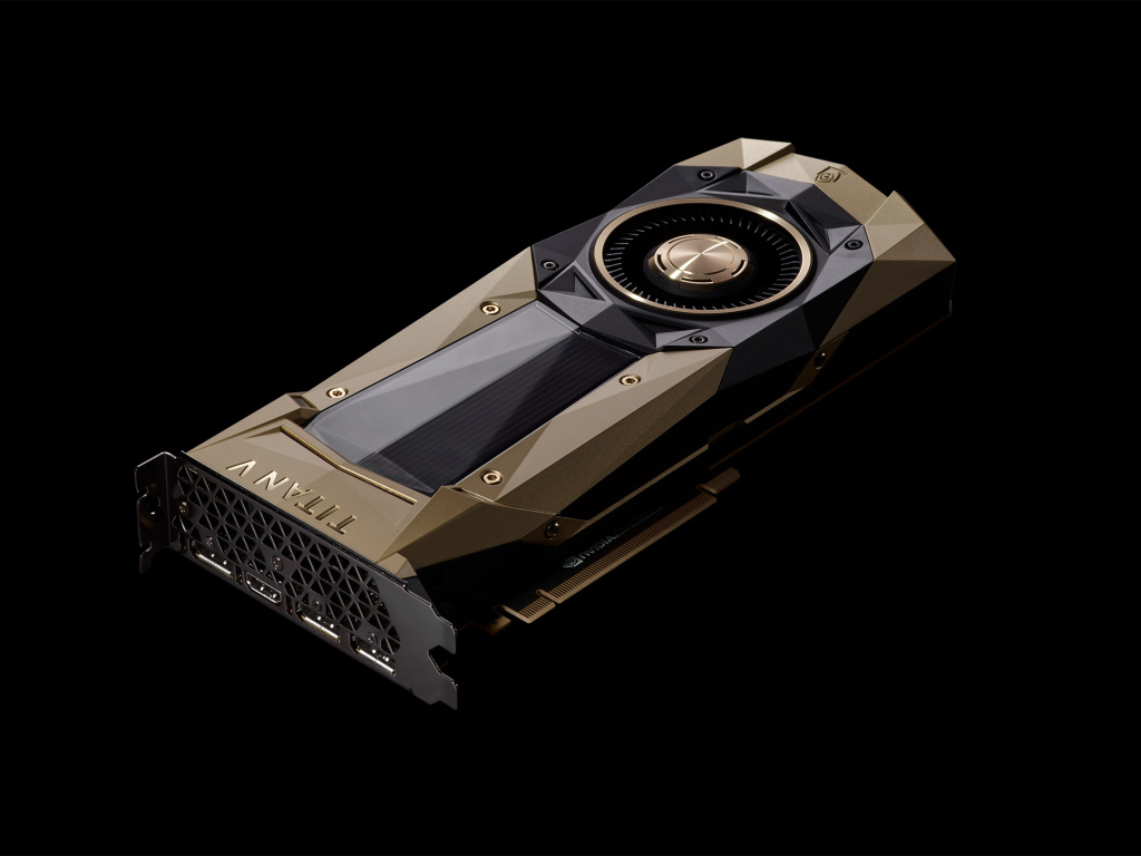 Видеокарта Nvidia TITAN V на черном фоне