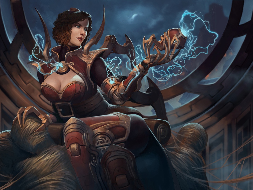 Фантастическая женщина с магическим сосудом в руке