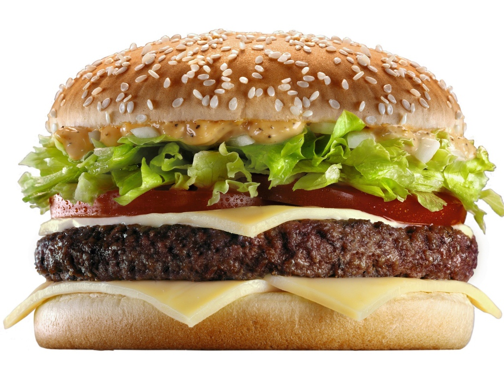 Большой сочный гамбургер на белом фоне