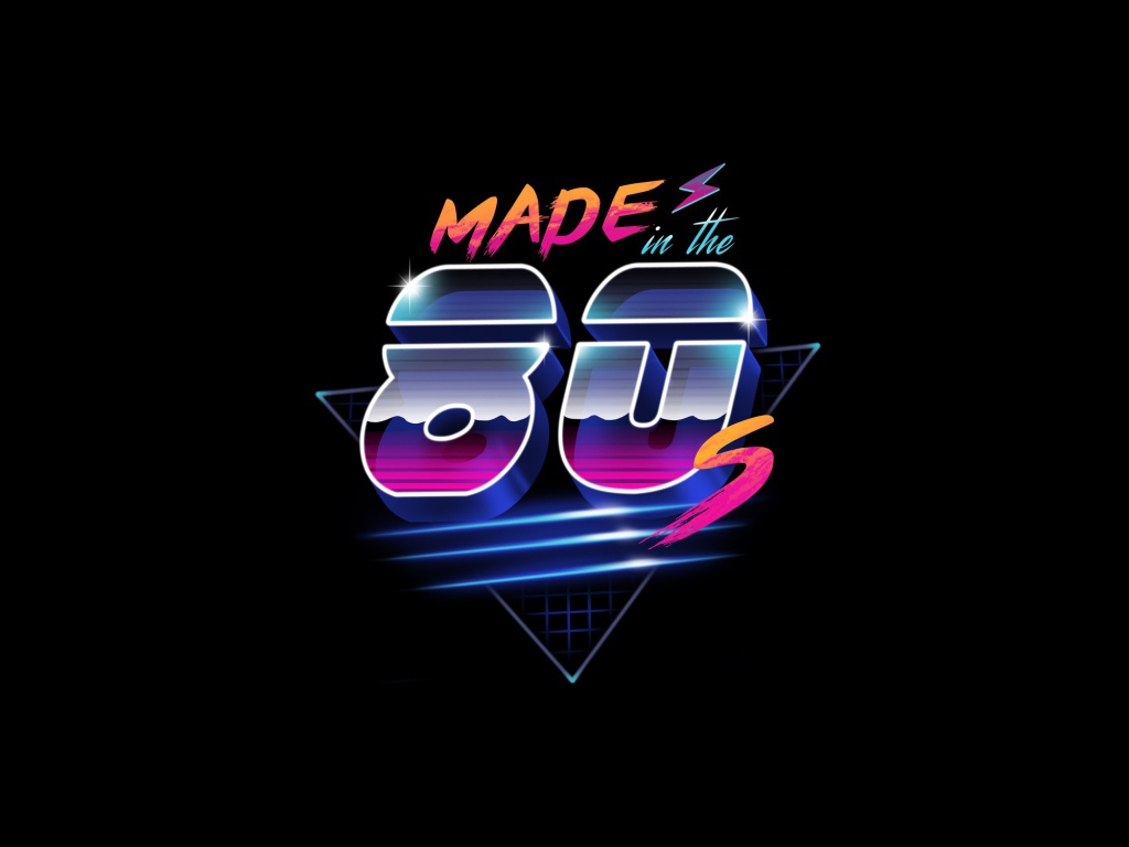 Надпись Made in 80s на черном фоне
