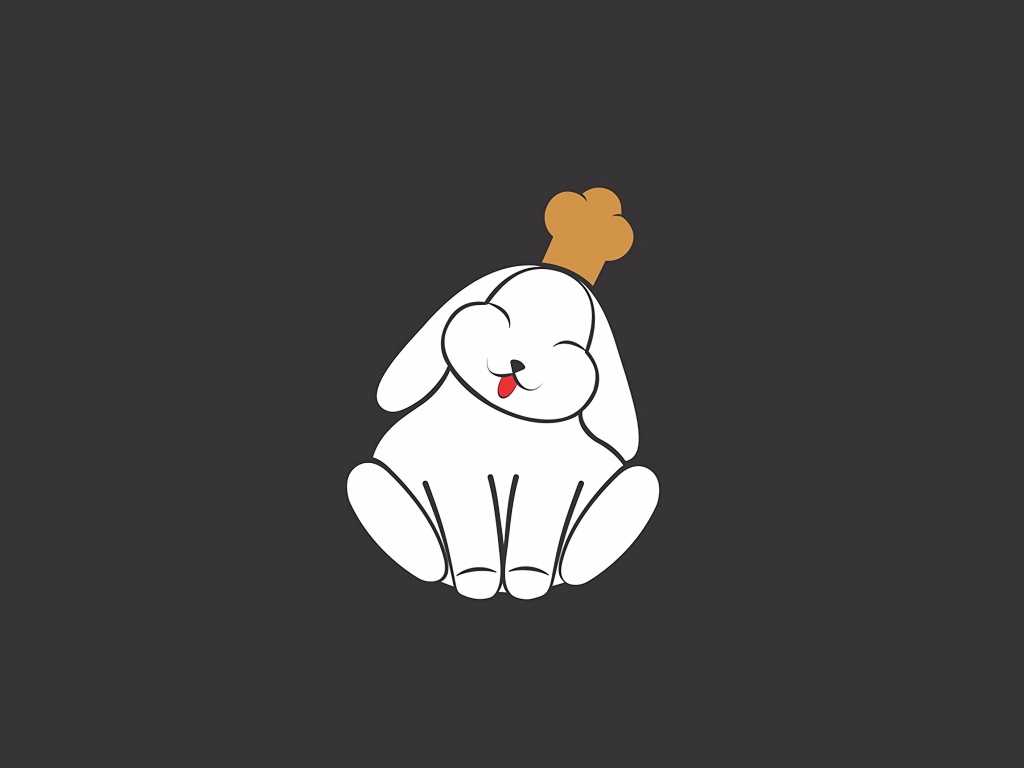 Кролик в поварской шапке на сером фоне