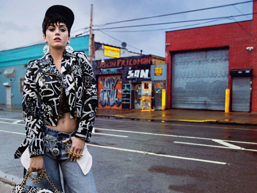 Певица Кэти Перри у дороги 