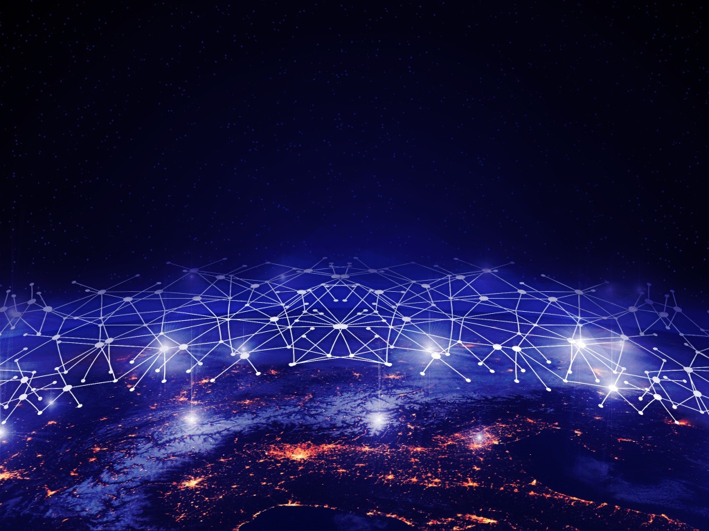 Паутина над планетой Земля в космосе