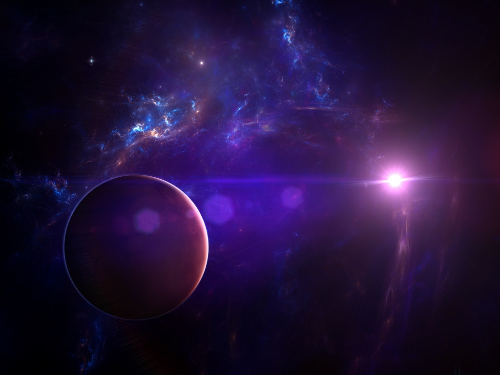 Планета в голубой звездной галактике