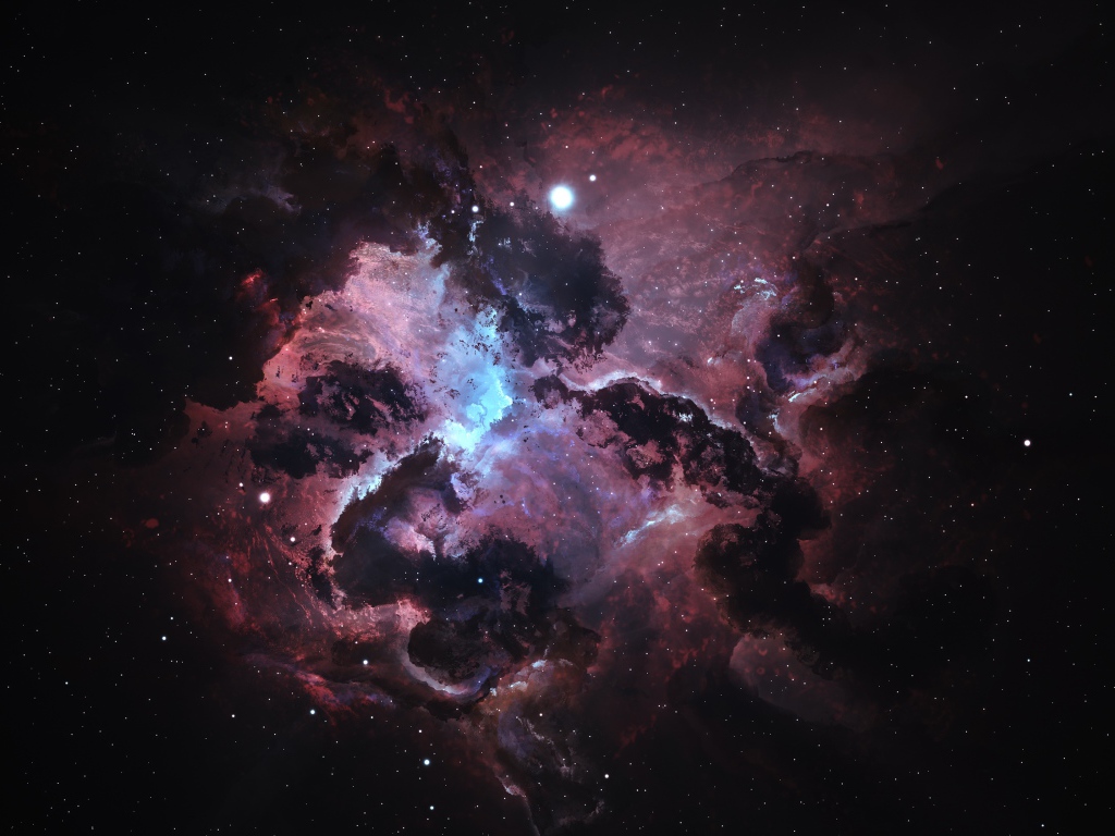 Звездная разноцветная туманность  в космосе 