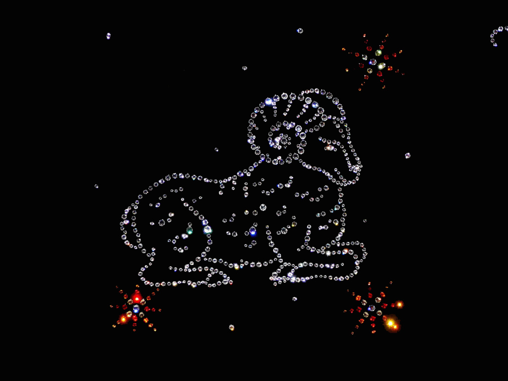 Блестящий знак зодиака овен на черном фоне