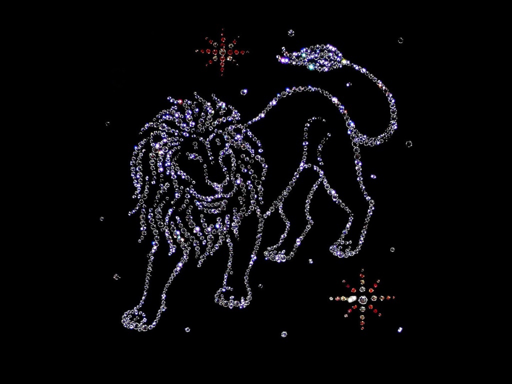 Brilliant zodiac sign Leo on a black background.