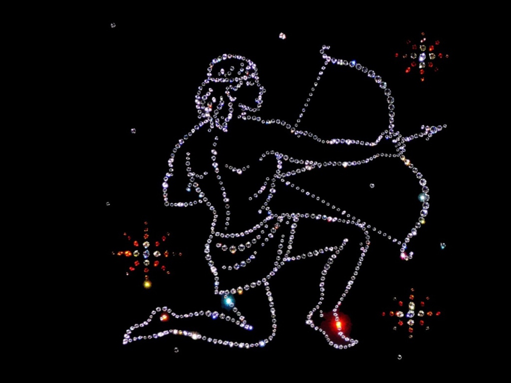 Блестящий знак зодиака стрелец на черном фоне