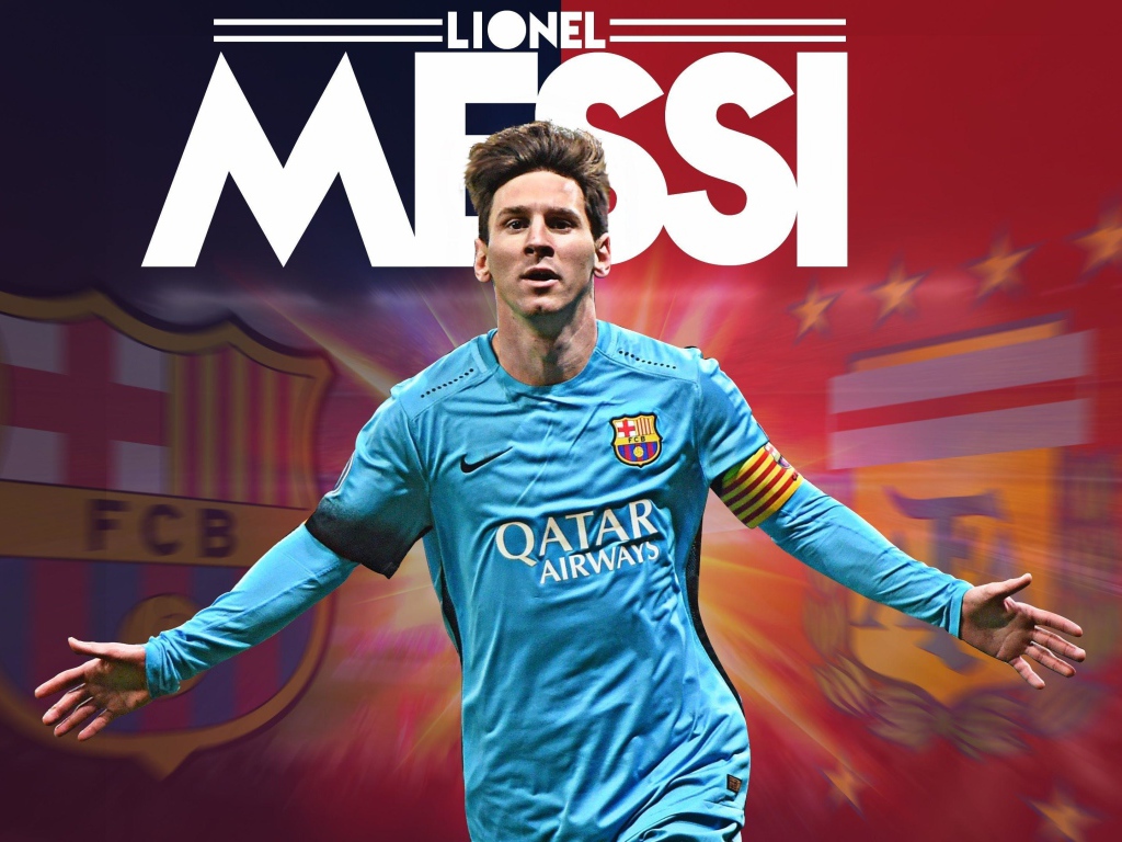 Football player Lionel Messi in blue on the pitch Desktop wallpapers  1024x768