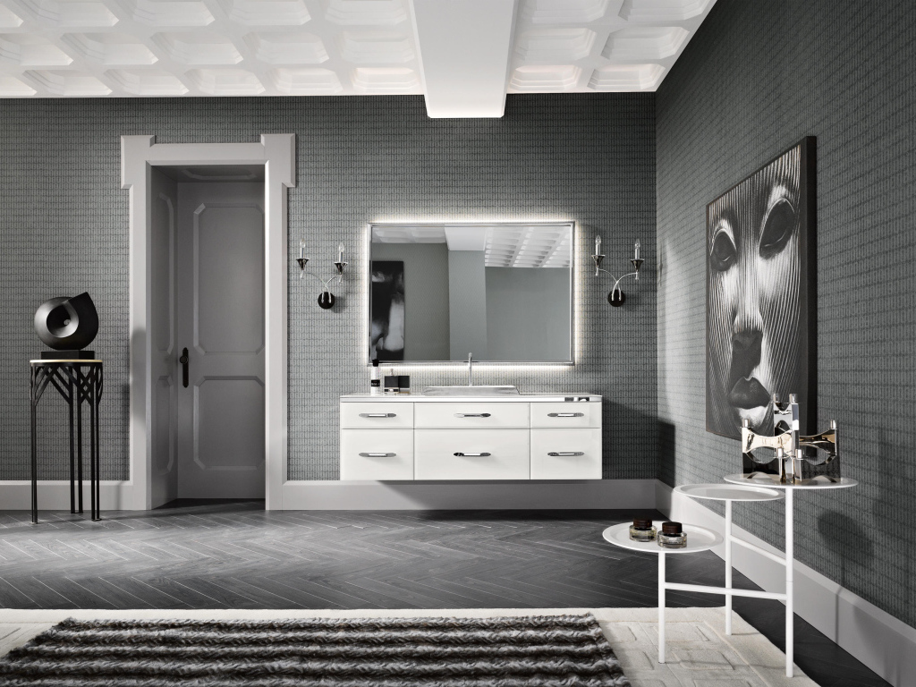 Серая комната в стиле минимализм