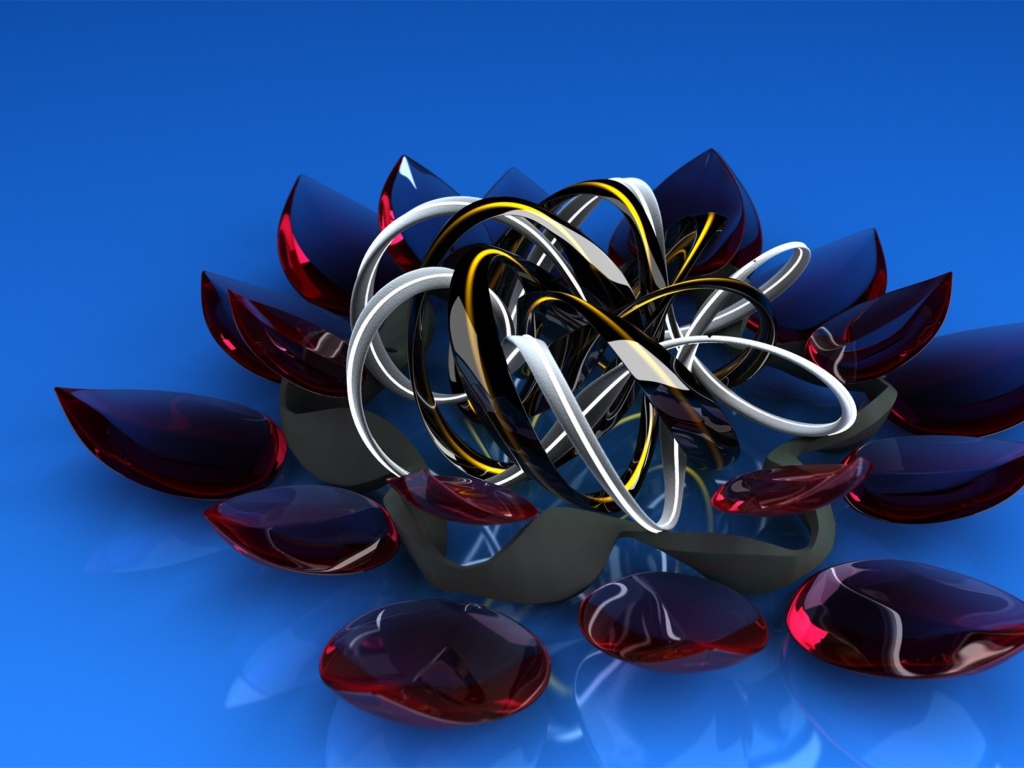 Красивый необычный 3д цветок со стеклянными лепестками