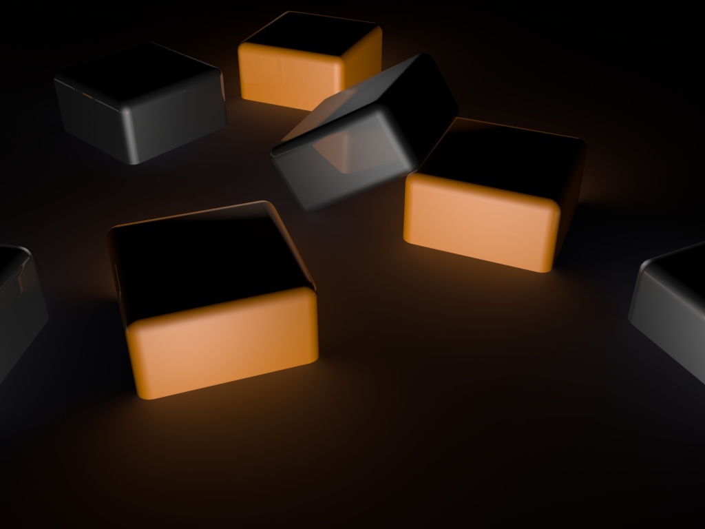 Черные и оранжевые кубы 3д графика