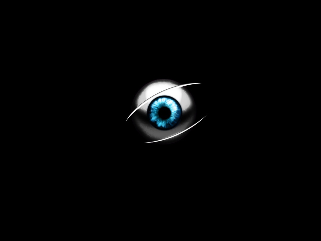 Blue 3d eye on black background