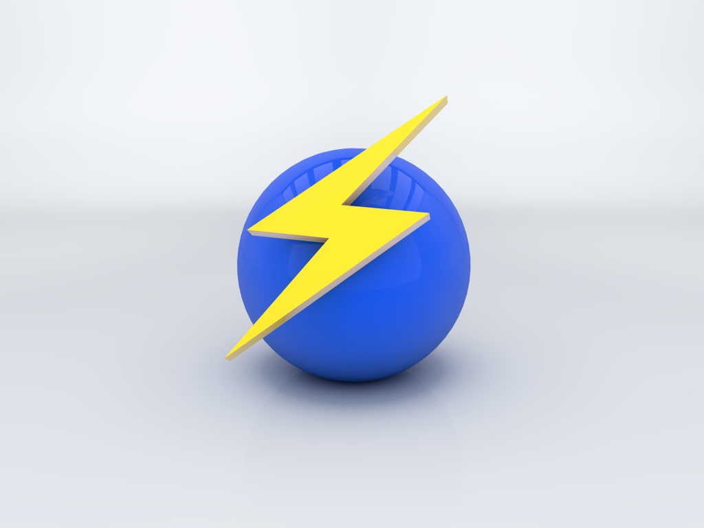 Синий шар с желтой молнией 3Д графика