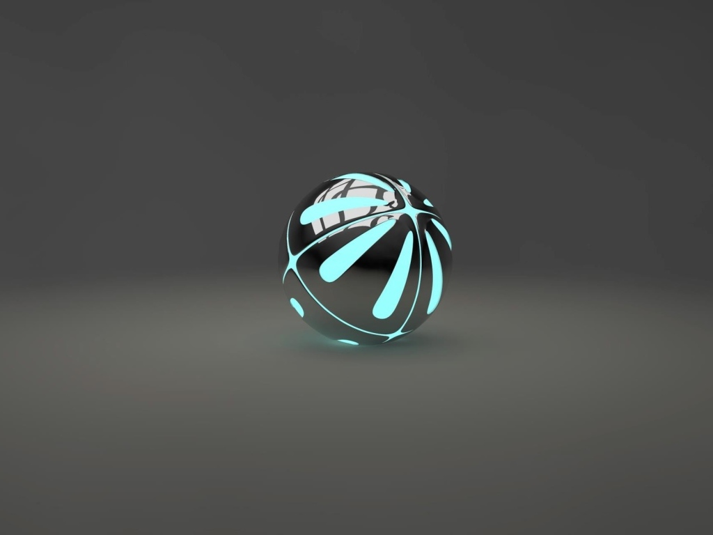 Голубой с черным шарик на сером фоне 