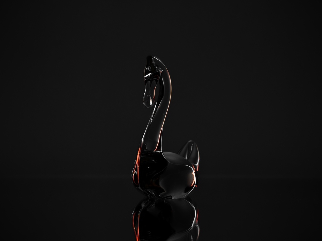 Хрустальный гусь на сером фоне 3д графика