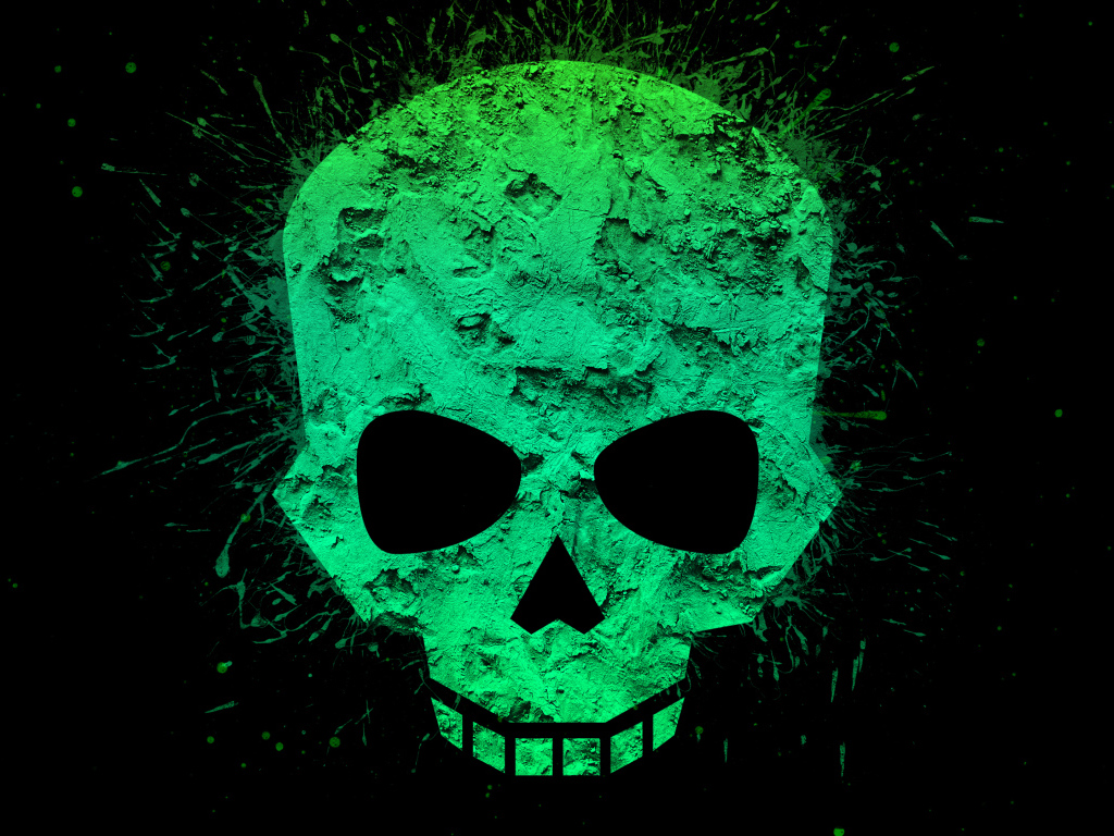 Зеленый череп на черном фоне