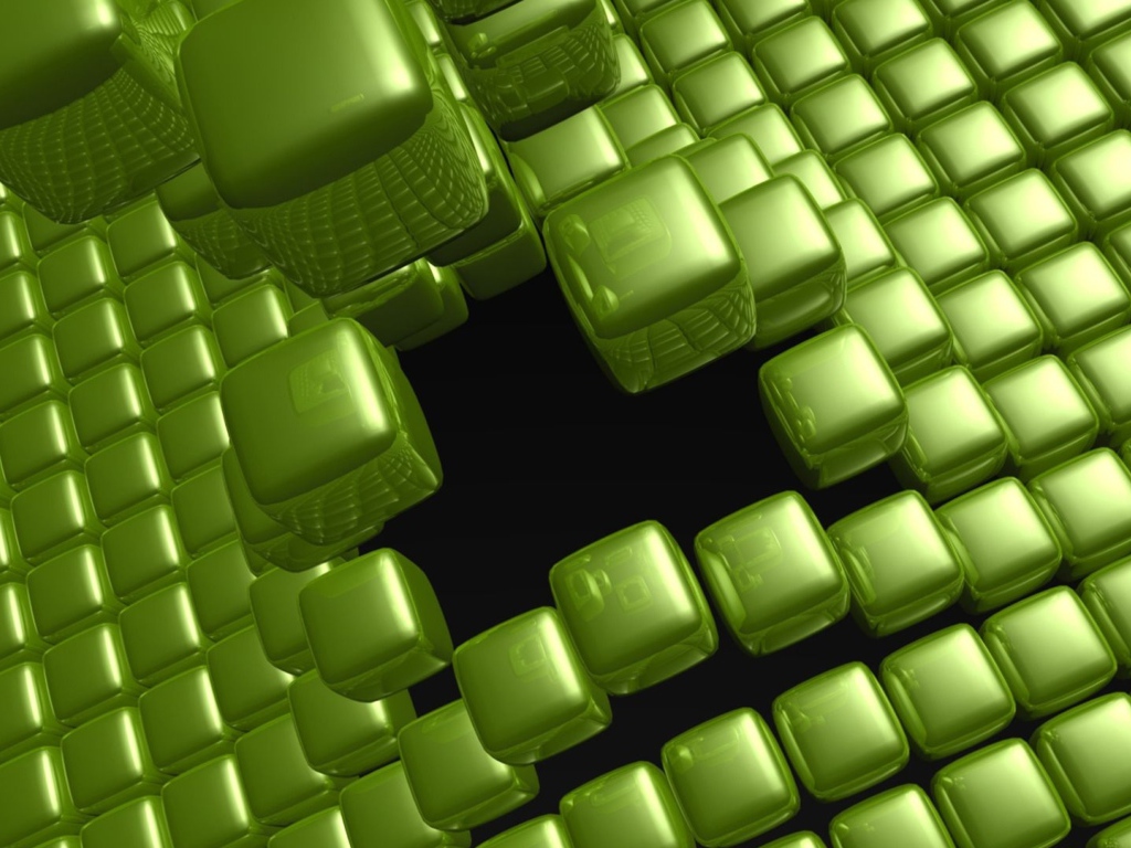 Зеленые квадраты в воздухе, 3д графика