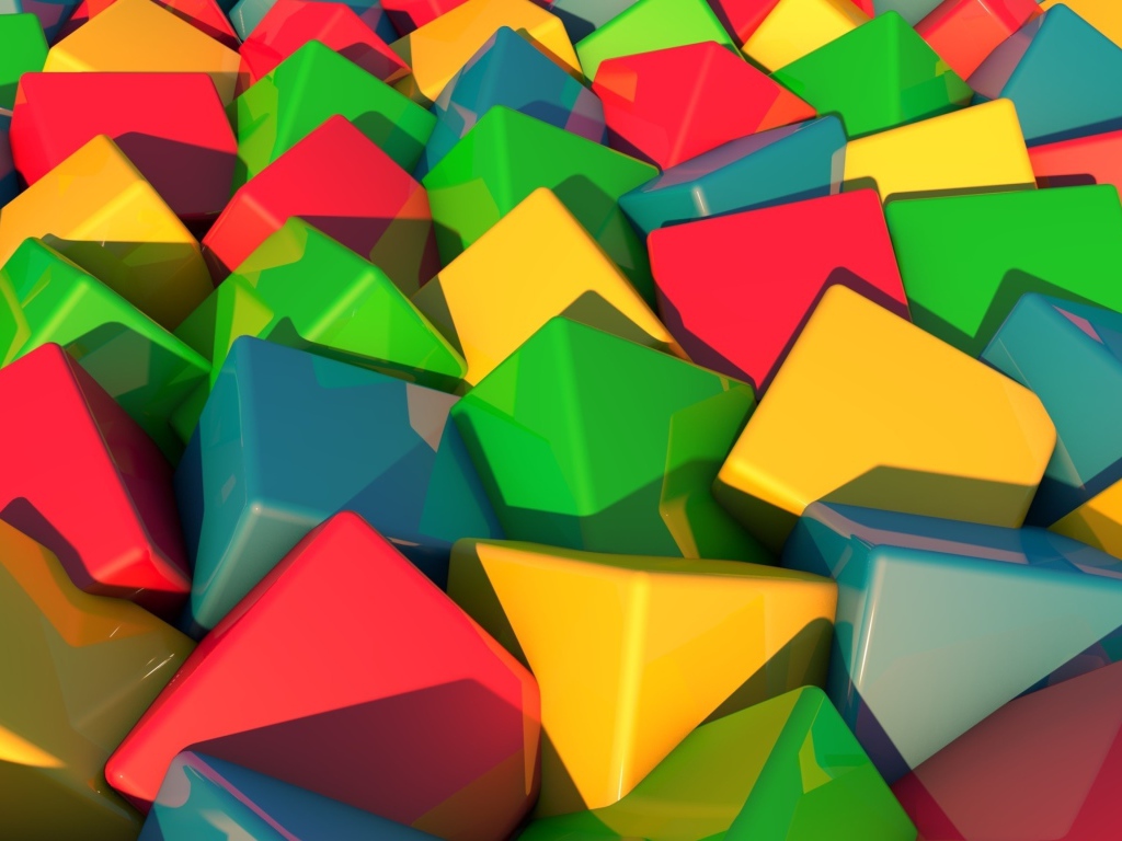 Много разноцветных пластмассовых кубиком