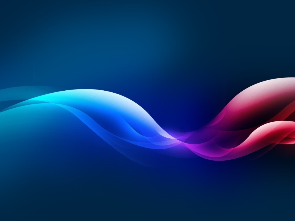 Розовая с голубым неоновая волна на синем фоне