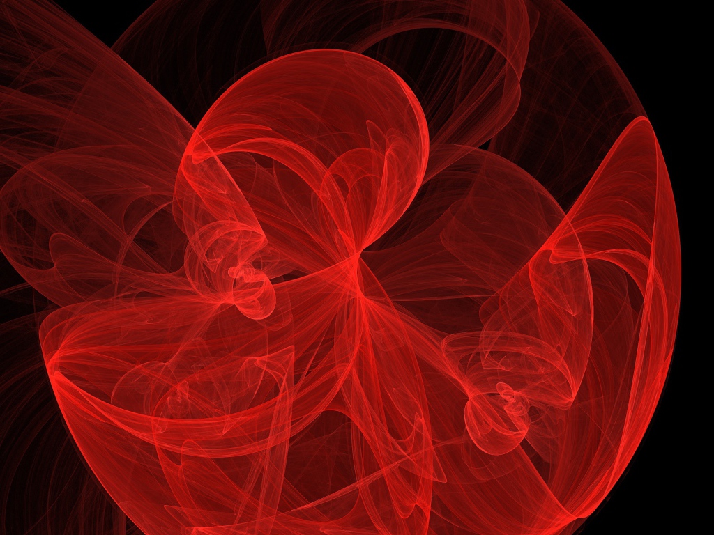Красный фрактальный узорный рисунок на черном фоне