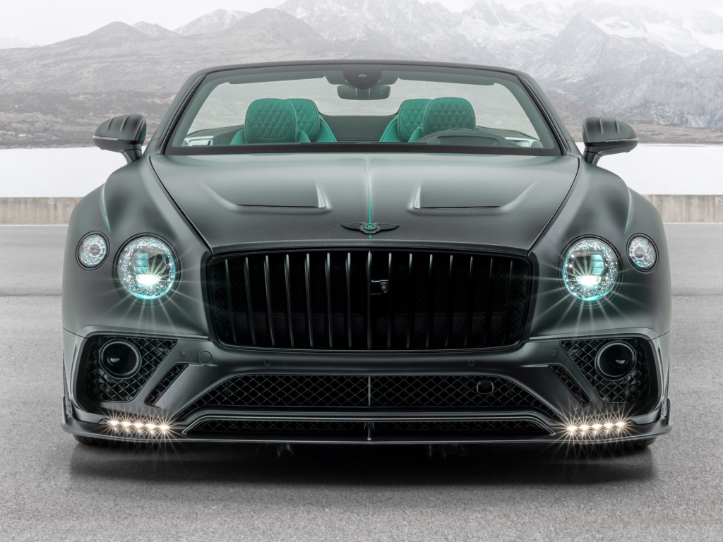 2020 Mansory Bentley Continental GT V8 Convertible with headlights on