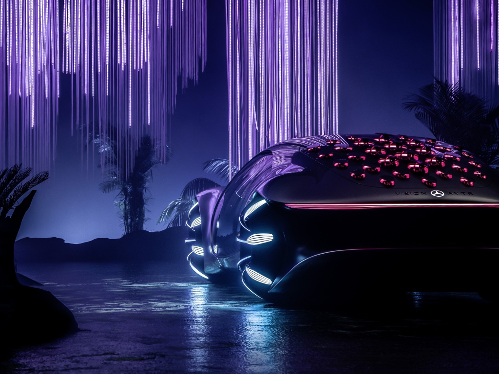 Неоновый автомобиль Mercedes-Benz VISION AVTR 2020 года