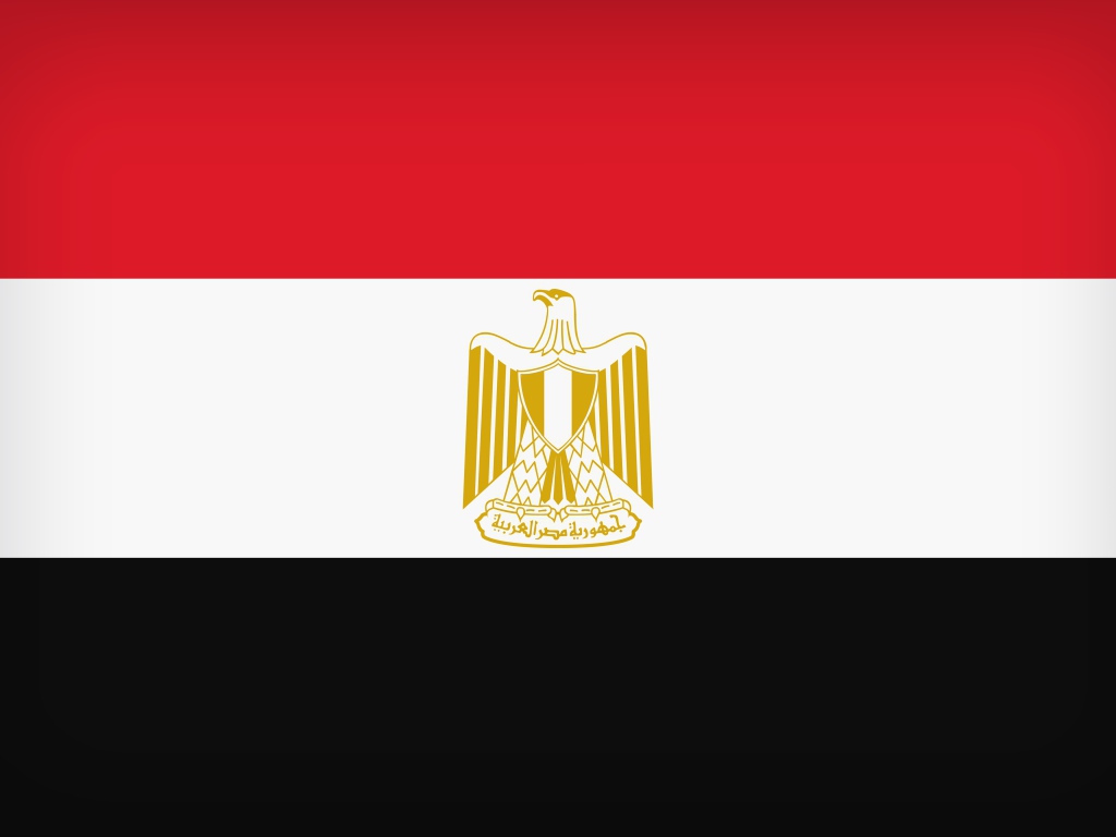 Tricolor flag of Egypt with an eagle