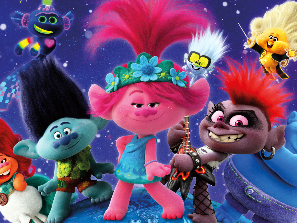 Озорные тролли персонажи мультфильма Тролли: Мировой тур