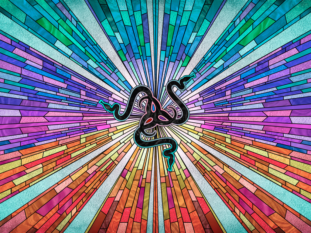 Значок Razer на разноцветном графическом фоне