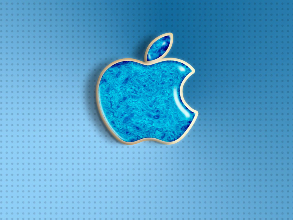 Blue apple icon on a background with dots.